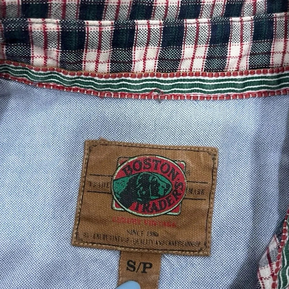 Boston Traders White and Red Plaid Button Down Long Sleeve Dress Shirt Small - Picture 4 of 7